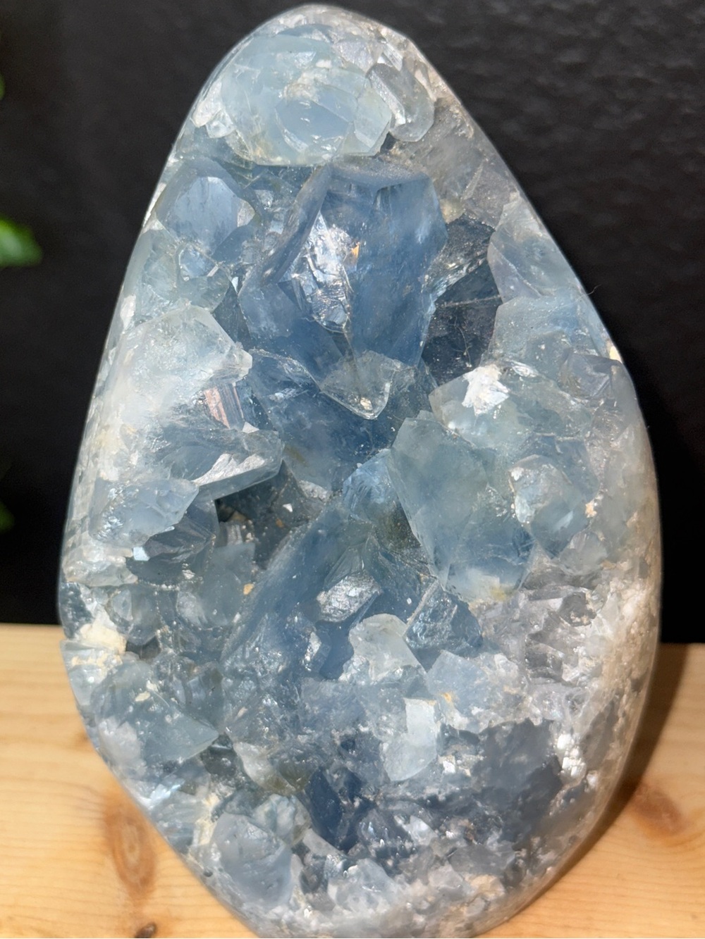 Blue Celestite 5lb Crystal Geode Display - Natural Blue Accent